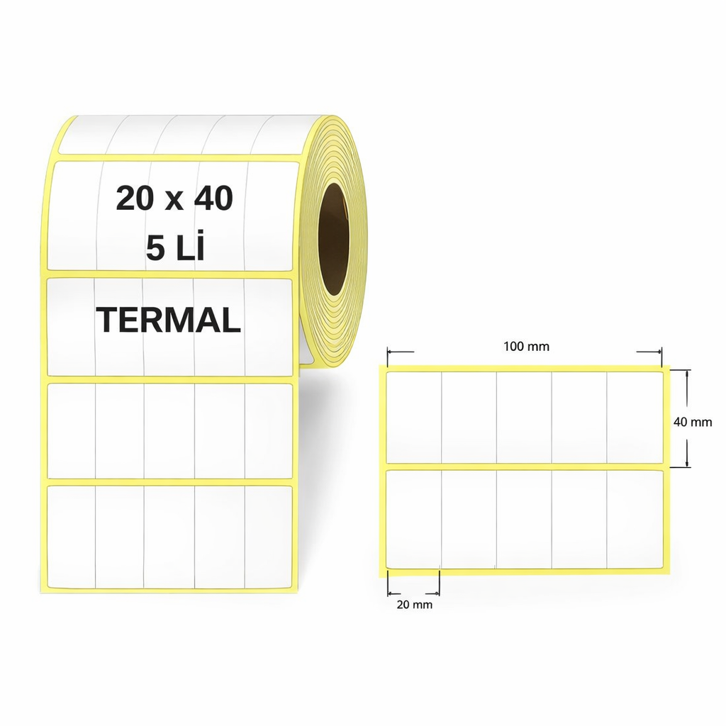 Etiket 20 X 40 Termal 5000 Adet 5 Lİ