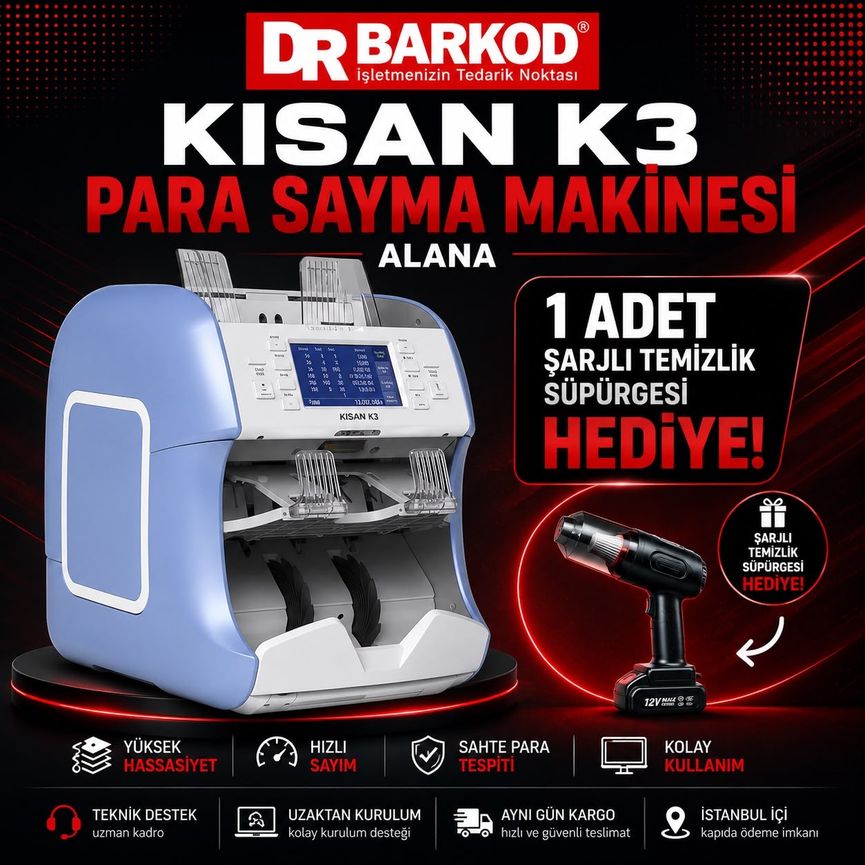 KİSAN NEWTON 3 KARIŞIK PARA SAYMA + Şarjlı Temizleme Süpürge Hediyeli